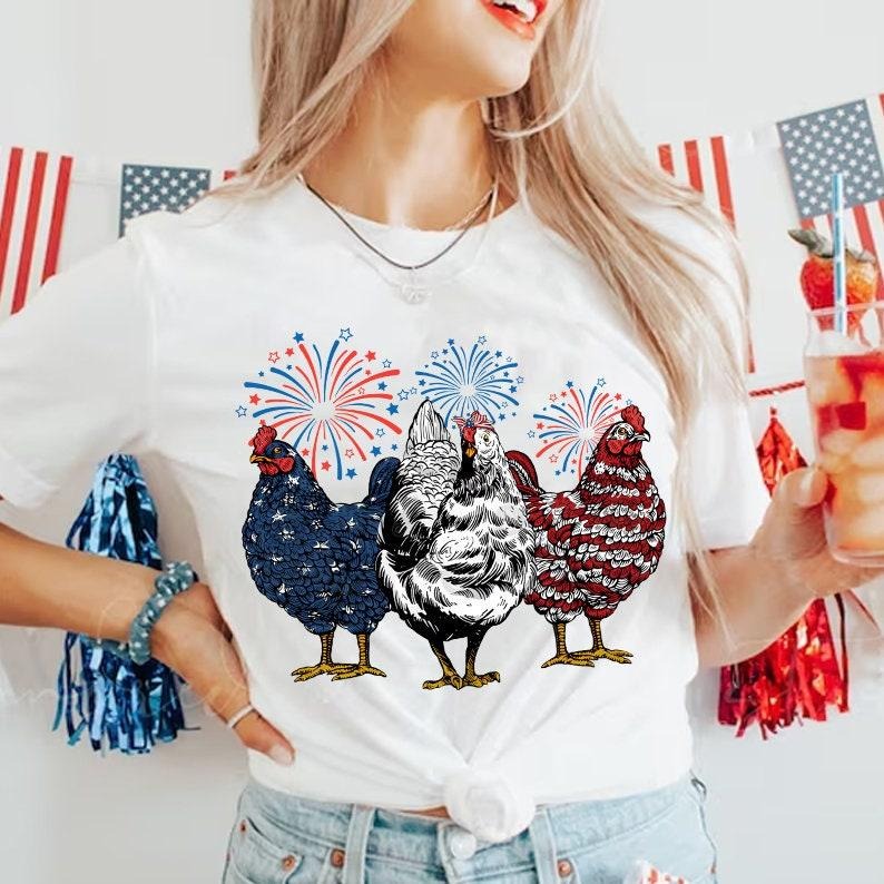 Independence Day, Patriotic USA Chicken, Retro American 4th Of July, Patriotic, Retro American Hoodie, T-shirt and...