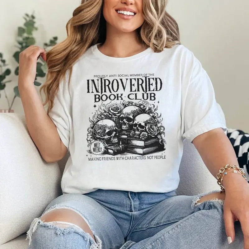 Introverted Book Lover T-Shirt, Antisocial Book Club Sweatshirt, Bookish Merch, Reading Nerd, Librarian Shirt,...