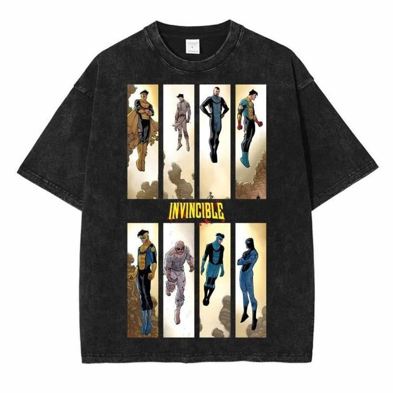 Invincible War Washed T-Shirt, Comics Shirt, TV Show Comics Shirt Vintage Washed T-Shirts, Trending Comic Tshirt,...