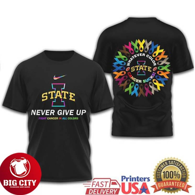 Iowa State Cyclones Official NCAA FIGHT CANCER IN ALL COLORS Two Sided Shirt