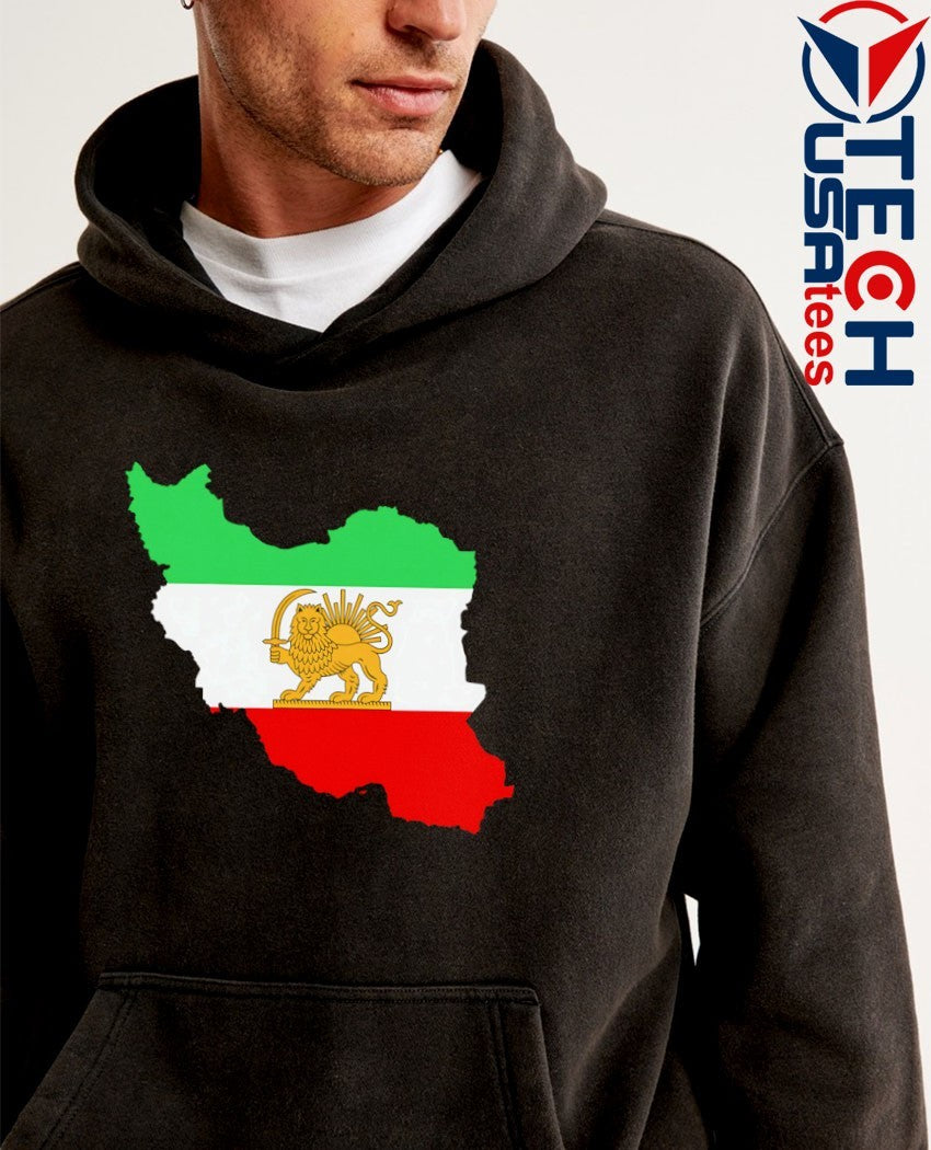 Iran Map Lion and Sun Persian Heritage logo shirt
