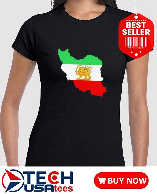 Iran Map Lion and Sun Persian Heritage logo shirt