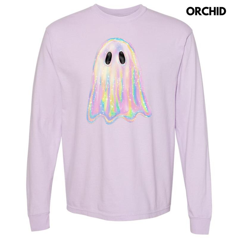 Iridescent Shimmer Ghost Long Sleeve Comfort Colors T-Shirt 'NLB' Hoodie, Sweatshirt | PureTeeCo.com