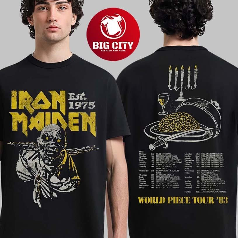 Iron Maiden 50 Anniversary World Piece World Tour 1983 Vintage Two Sided Shirt