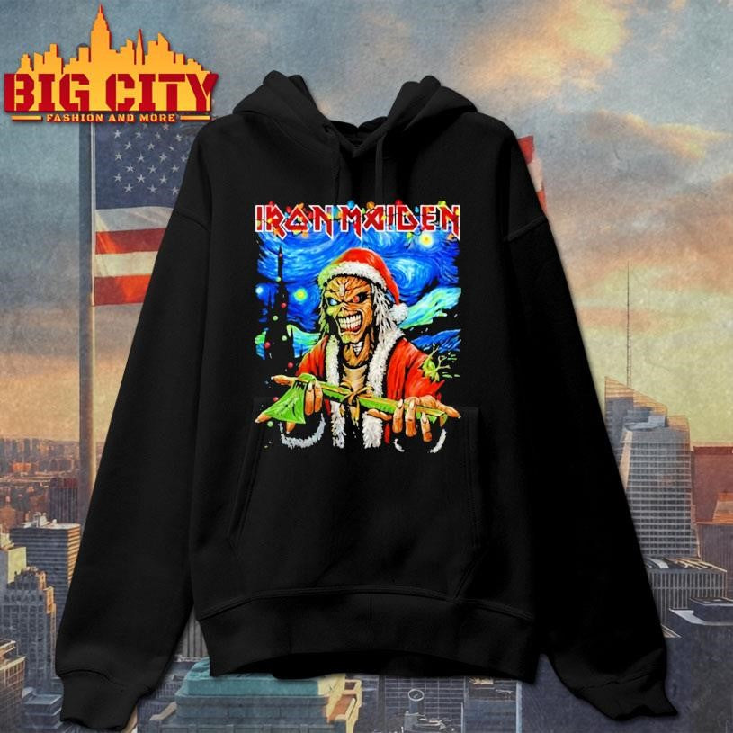 Iron Maiden Eddie Christmas Santa Shirt 2025 Starry Night Holiday Metal Shirt