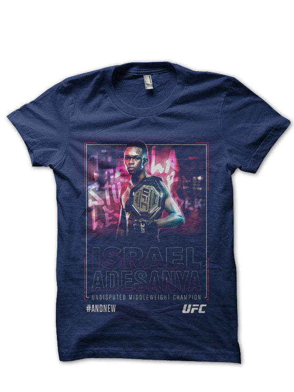 Israel Adesanya Navy Blue Half Sleeve T-Shirt Hoodie, Sweatshirt | PureTeeCo.com