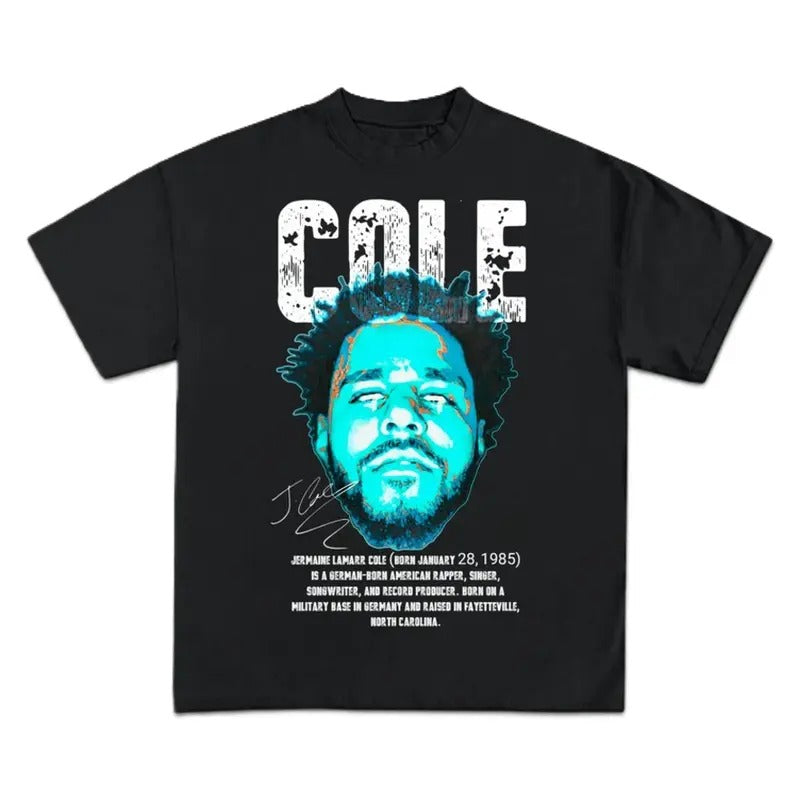 J Cole Shirt, Vintage Black Rap Tee, Iconic Hip Hop Graphic Print, Merch for Fans, Premium Heavy Cotton, Music Lovers,...