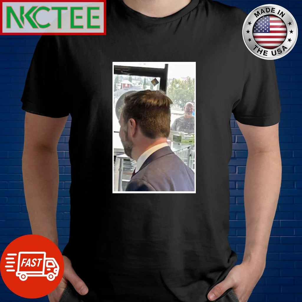 JD Vance with an awkward haircut shirt