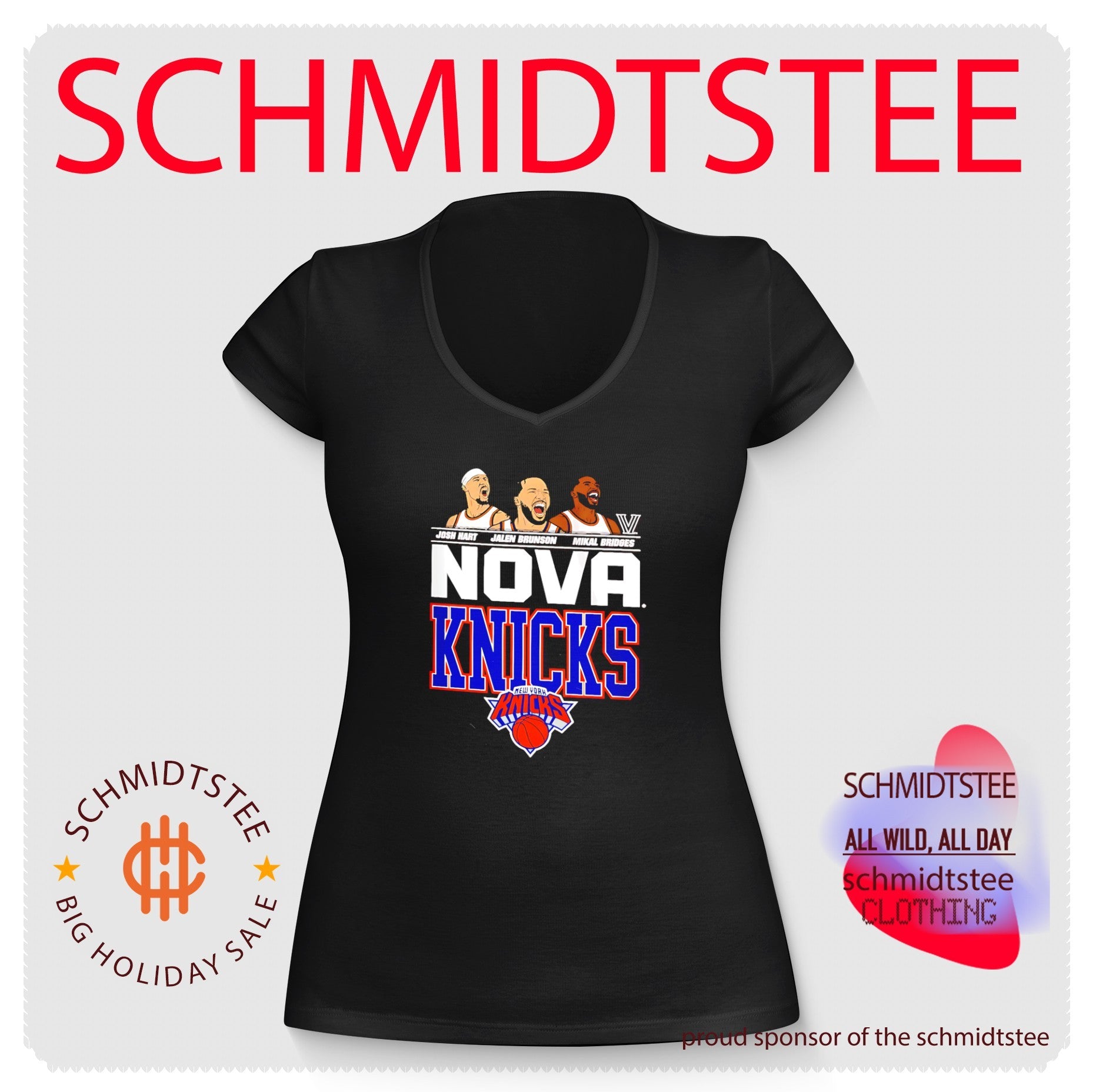 Jalen Brunson Josh Hart and Mikal Bridges Nova Knicks cartoon shirt