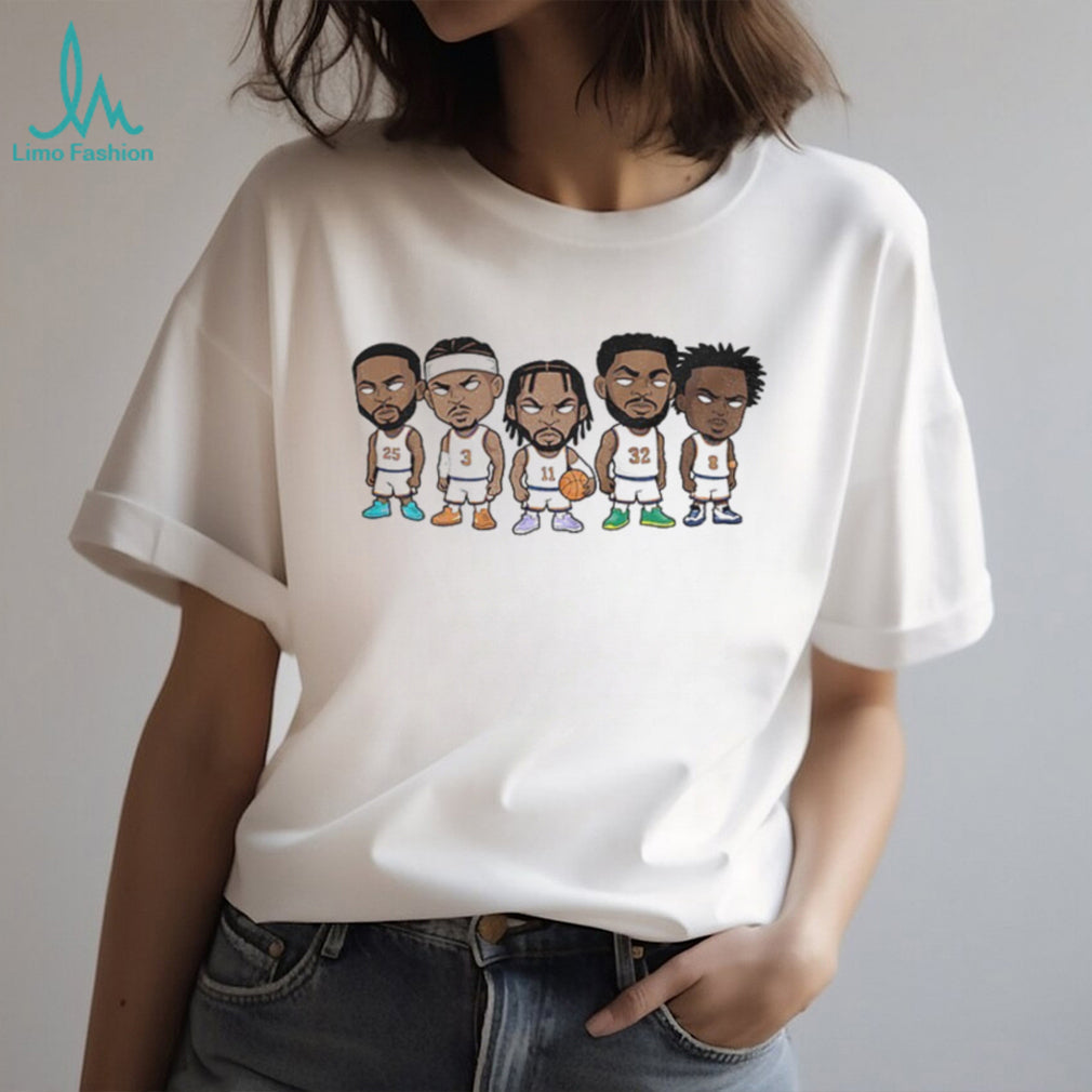 Jalen Brunson Mikal Bridges Josh Hart Karl Anthony Towns OG Anunoby Big Five New York Knicks Cartoon shirt