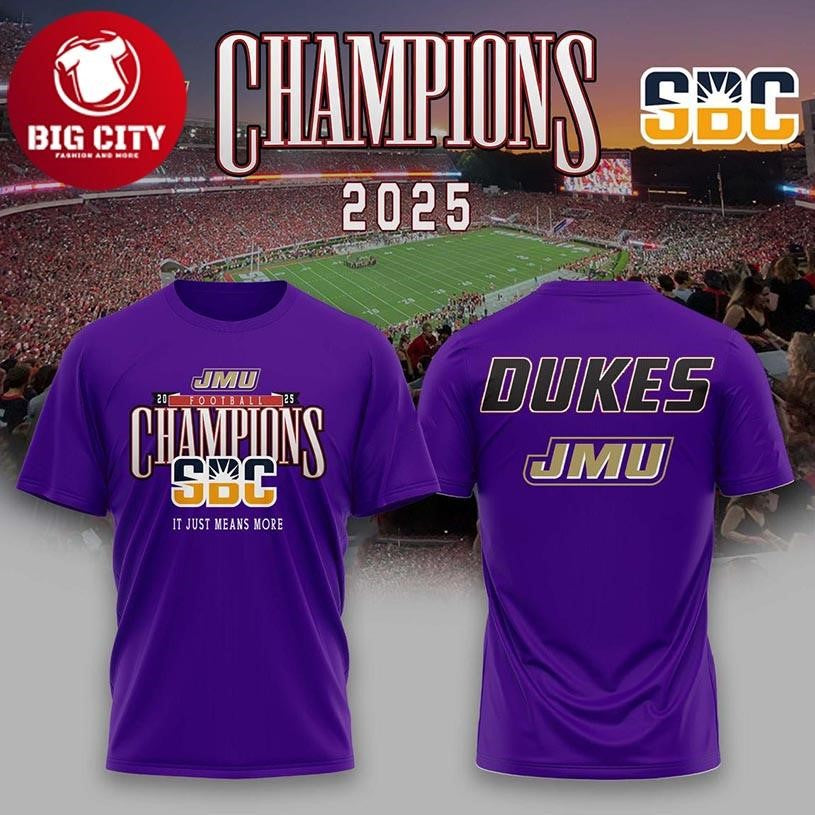James Madison Dukes Sun Belt Champions 2025 Celebrating Two Sided Shirt