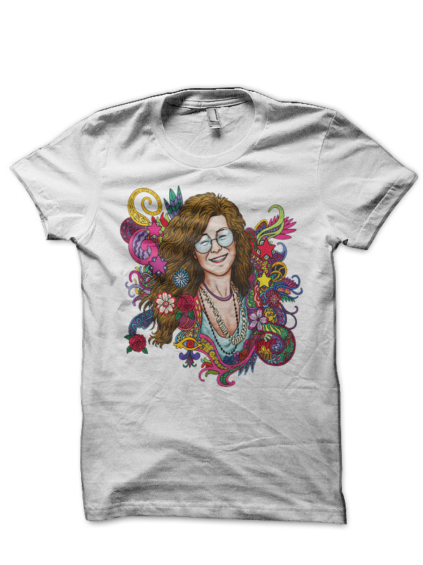 Janis Joplin White T-Shirt Hoodie, Sweatshirt | PureTeeCo.com