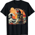 Japanese Retro Samurai Cat The Great Wave By Hokusai TShirt Hoodie, Sweatshirt | PureTeeCo.com