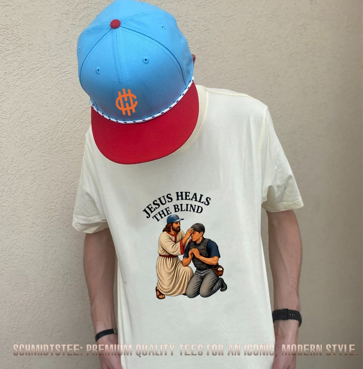 Jesus Heals the Blind Baseball Umpire humor shirt