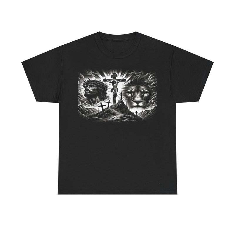 Jesus Is King Vintage Crucifixion Cross Graphic Tee Retro 90s Styled Streetwear Shirt Menswear Top Classic Cotton Smooth...