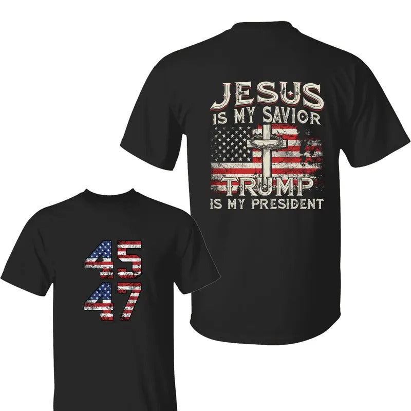 Jesus Is My Savior Trump Is My President American Flag Shirt, Trump 2024 Shirt, Trum Won 2024 Hoodie, Gift For Trum Fans,...