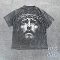 Jesus Portrait Cry Vintage 90s Graphic Shirt, Retro Faith Jesus Y2k Shirt, Christian Shirt, Retro Halftone Graphic Bible...