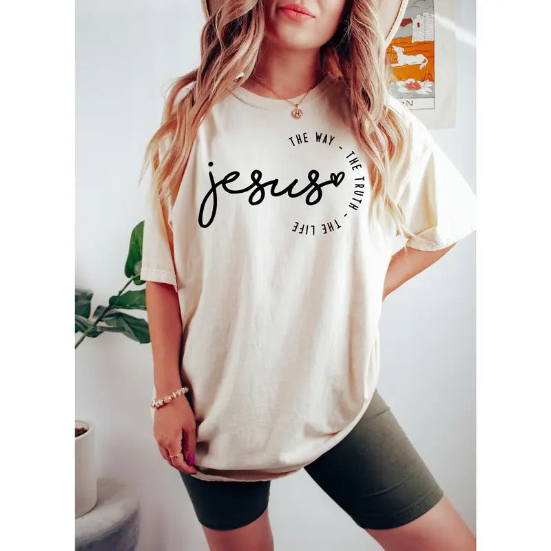 Jesus The Way The Truth The Life Shirt For Women Christian Shirt For Women Retro Christian Tshirt Jesus Tee For Christian...