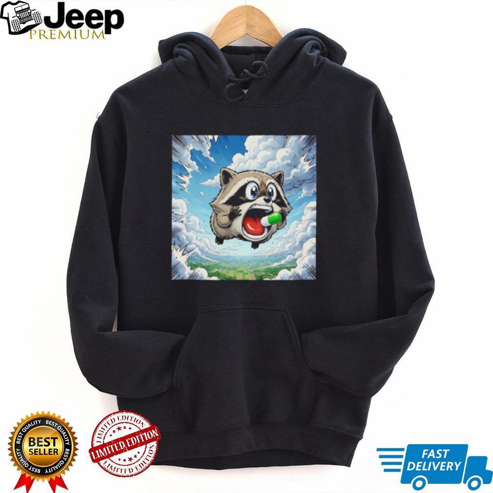 Jimothy Raccoon Falling from the Sky with a Pill shirt