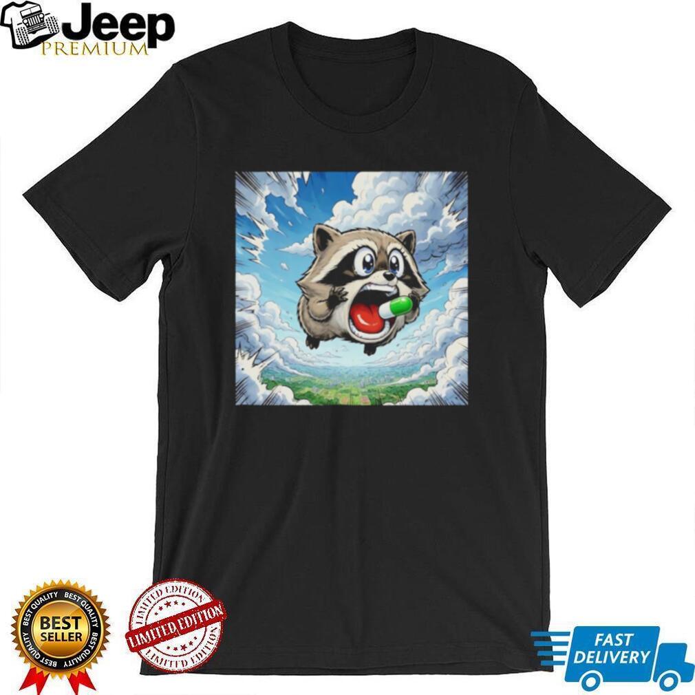 Jimothy Raccoon Falling from the Sky with a Pill shirt