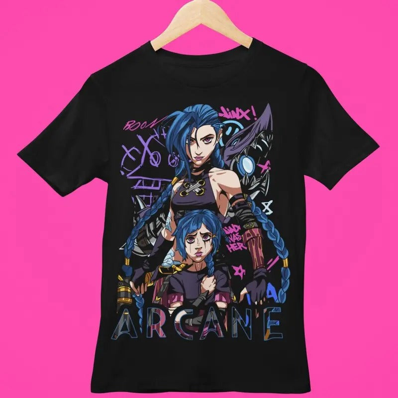 Jinx Arcane T-Shirt | Gaming Shirt | LOL Shirt | Video Game Shirt | Moba Game Shirt | Gamer Shirt | Game Lover Shirt |...