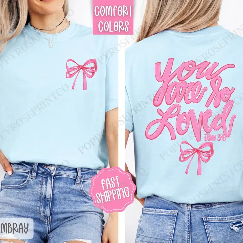 John 3:16 Comfort Colors, Religious Women's Tee, Cute Coquette Women's Tshirt Hoodie, Sweatshirt | PureTeeCo.com