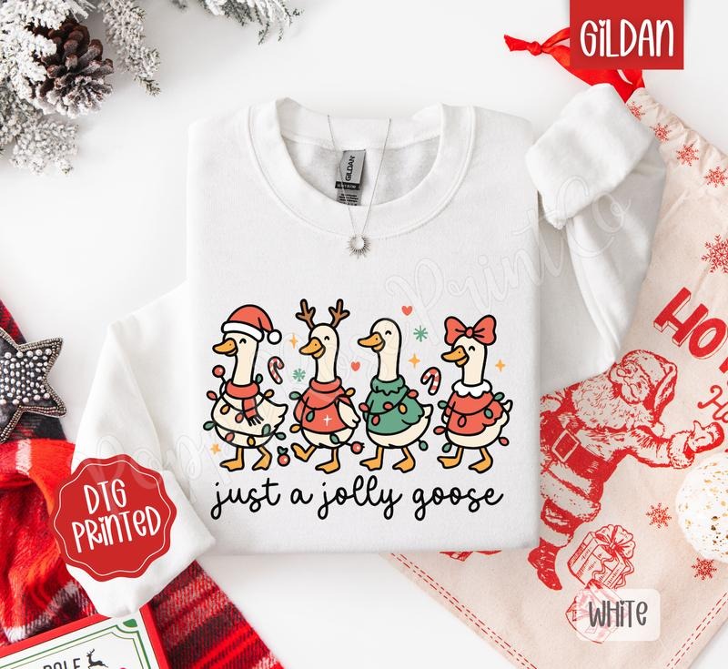 Jolly Goose Sweatshirt, Trendy Women's Christmas Crewneck T-Shirts, Hoodie | PureTeeCo.com