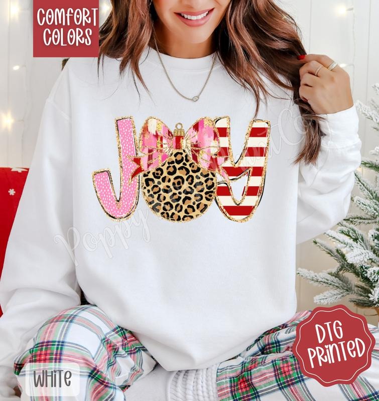 Joy Comfort Colors Sweatshirt, Trendy Women's Christmas Crewneck T-Shirts, Hoodie | PureTeeCo.com