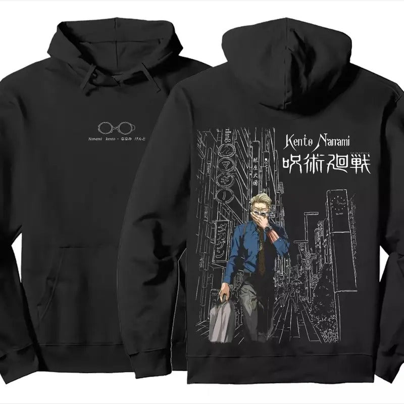 Jujutsu Kaisen JJK Kento Nanami Manga Anime Inspired Minimalist Hoodie double-sided T-Shirts, Sweatshirt | PureTeeCo.com