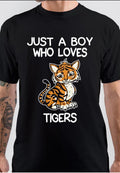 Just A Boy Who Loves Tiger Black T-Shirt Hoodie, Sweatshirt | PureTeeCo.com