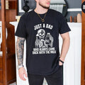 Just A Dad Who Came Back With The Milk Father's Day Skeleton, Dark Humor Minimalist Funny Milk, Casual  Cotton T-Shirts,...
