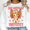 Just Waiting For Valentines Sweatshirt, Valentines Day Sweatshirt, Retro Valentine Sweatshirt, Cupid Sweatshirt,...