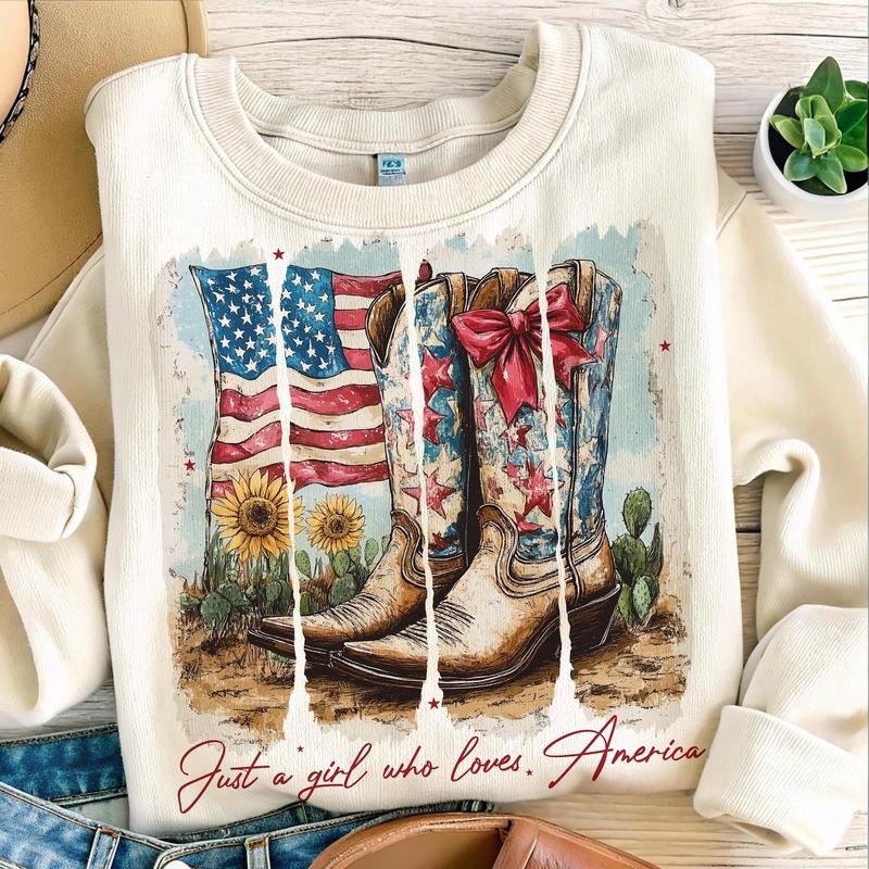 Just a girl who loves america Shirt, America Western Shirt, 4th Of july Shirt, cowgirl usa 4th of july , USA, memorial...