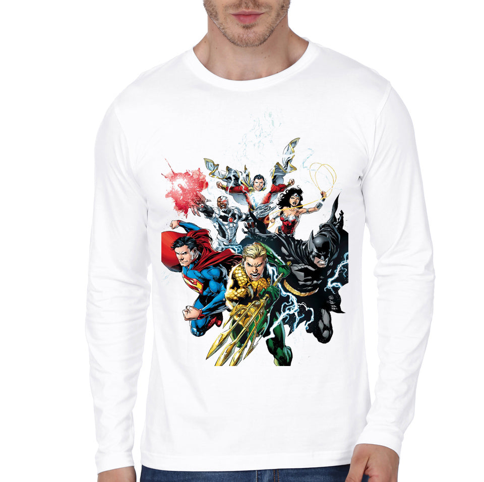Justice League White Full Sleeve Tee Style001 Hoodie, Sweatshirt | PureTeeCo.com
