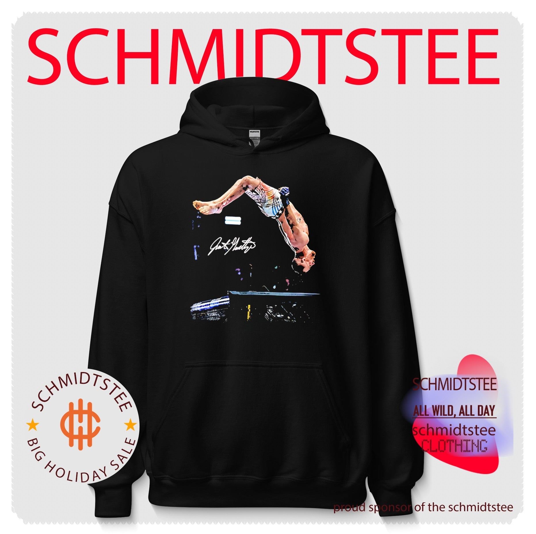 Justin Gaethje jumping on air signature shirt