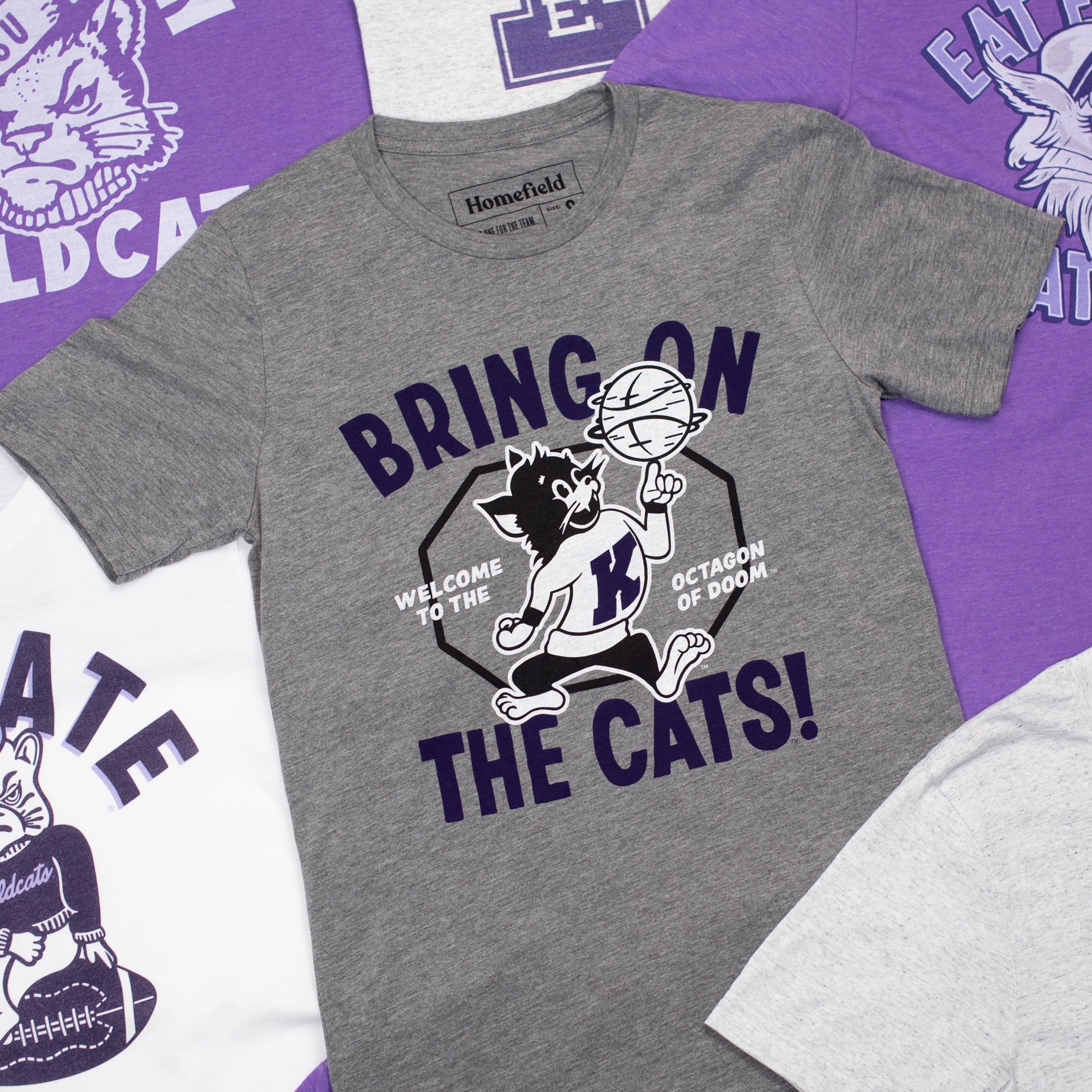 Retro K-State Wildcats Basketball Tee Hoodie, Sweatshirt | PureTeeCo.com (Image 2)