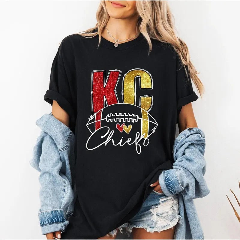 KC Chiefs Shirt, KC Chiefs Football Shirt, Kansas City Football Shirt, Gift For Football Fan, Chiefs Gifts For Her,...