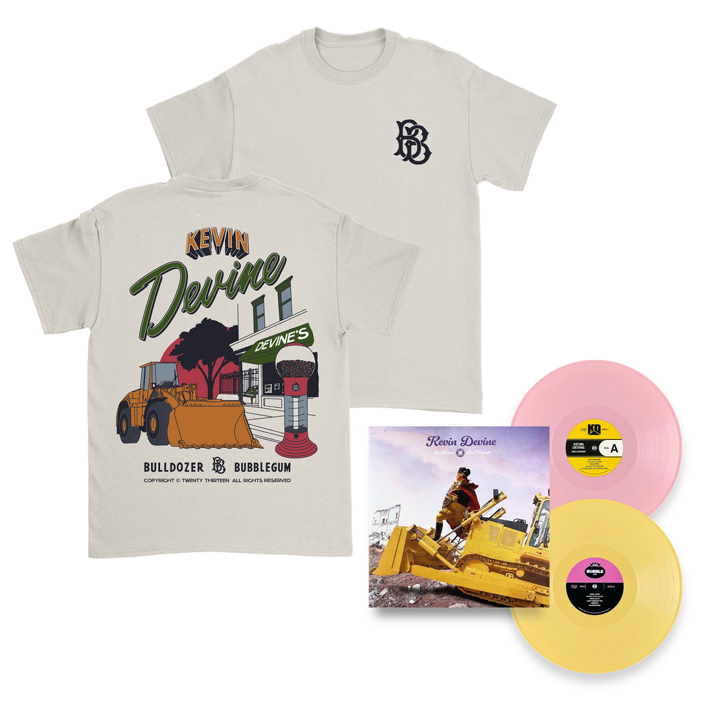 Kevin Devine - Bubbledozer T-Shirt AND Bubblegum + Bulldozer 2xLP Bundle Hoodie, Sweatshirt | PureTeeCo.com (Image 1)