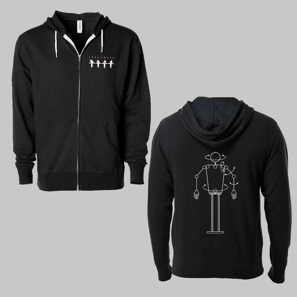 Embroidered Robot Black Hoodie T-Shirts, Sweatshirt | PureTeeCo.com (Image 1)