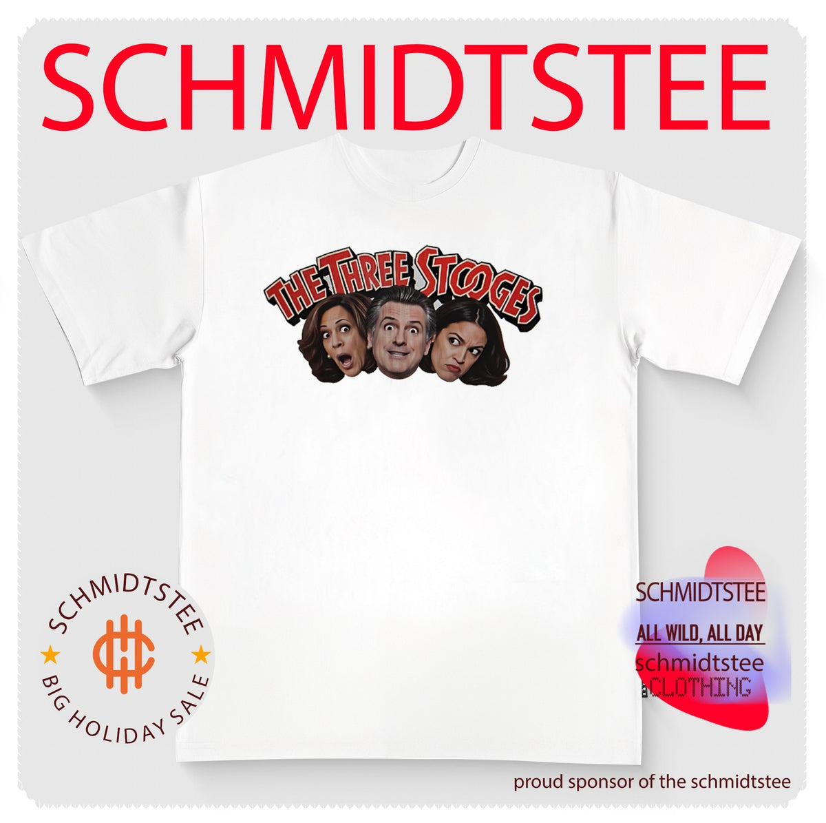Kamala Harris Gavin Newsom and Alexandria Ocasio-Cortez The Three Stooges shirt