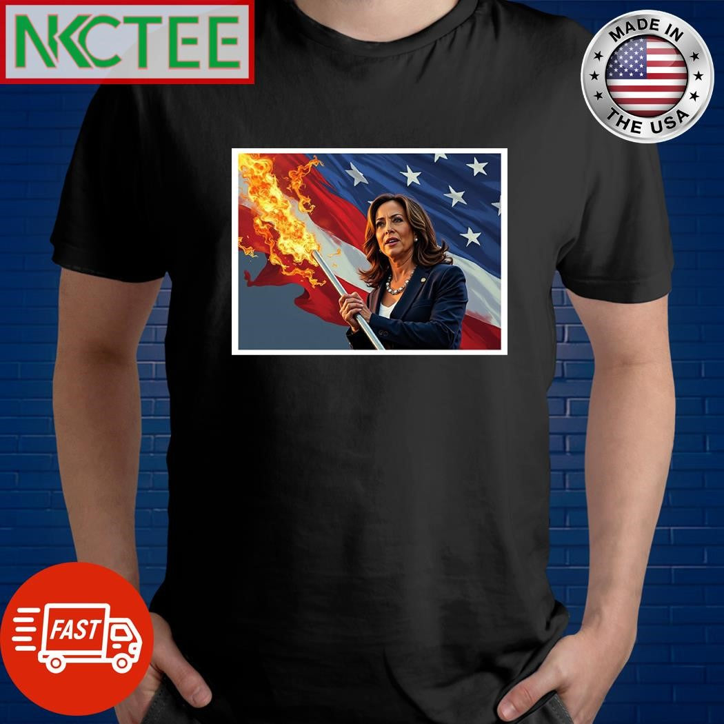 Kamala Harris burn Flag of the United States shirt