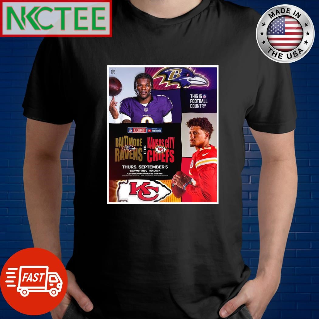 Kansas City Chiefs vs Baltimore Ravens September 5 2024 Patrick Mahomes shirt