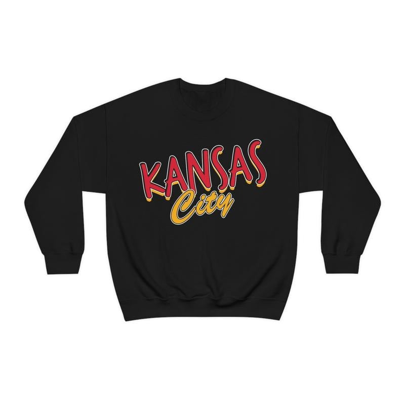 Kansas City Football Sweatshirt,  Vintage Style Kansas City Football Crewneck Sweatshirt, Kansas City Sweatshirt...
