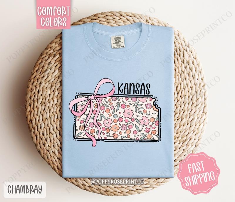 Kansas Comfort Colors State Tshirt, Cute Kansas Shirt, Kansas Tshirt, Kansas Shirt Hoodie, Sweatshirt | PureTeeCo.com