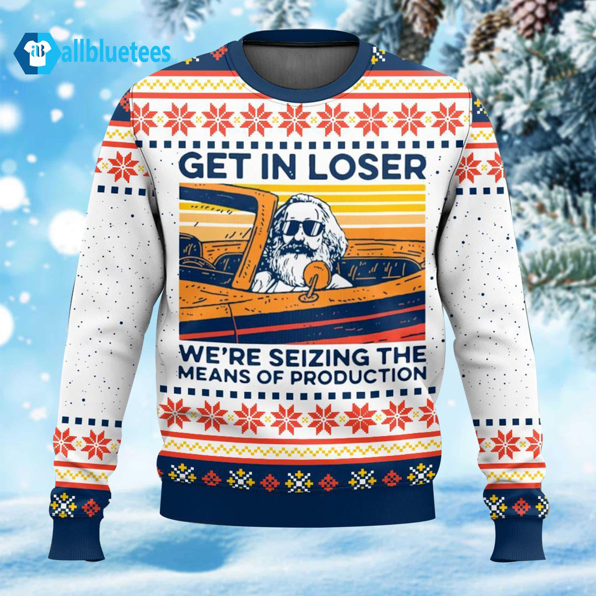 Karl Marx Get In Loser Ugly Christmas Sweater