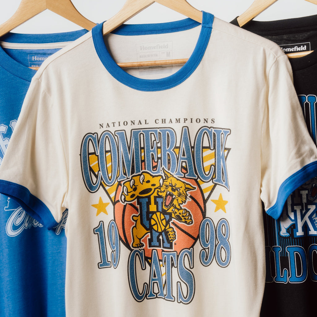 1997-98 Kentucky Basketball "Comeback Cats" Ringer Tee Hoodie, Sweatshirt | PureTeeCo.com (Image 2)