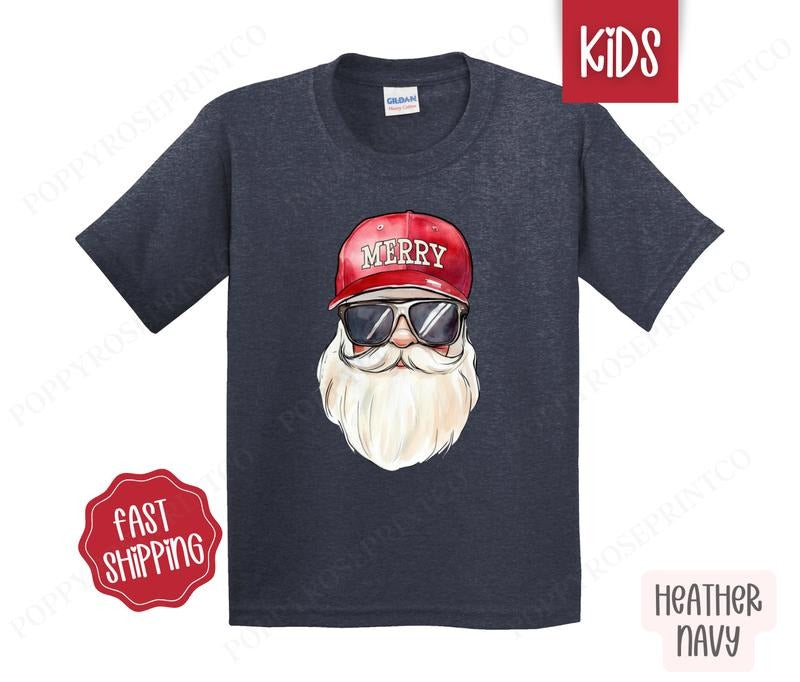 Kids Christmas Shirt - Cool Santa Children's Tshirt - Youth Holiday Tee Gildan Hoodie, Sweatshirt | PureTeeCo.com
