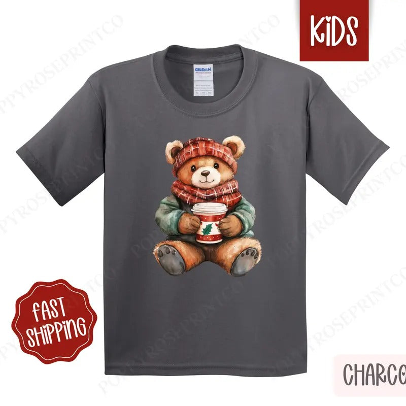 Kids Christmas Shirt - Holiday Bear Children's Tshirt - Youth Holiday Tee Gildan Hoodie, Sweatshirt | PureTeeCo.com