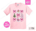 Kids Christmas Shirt - Pink Coquette Santa Children's Tshirt - Youth Holiday Tee Gildan Hoodie, Sweatshirt | PureTeeCo.com