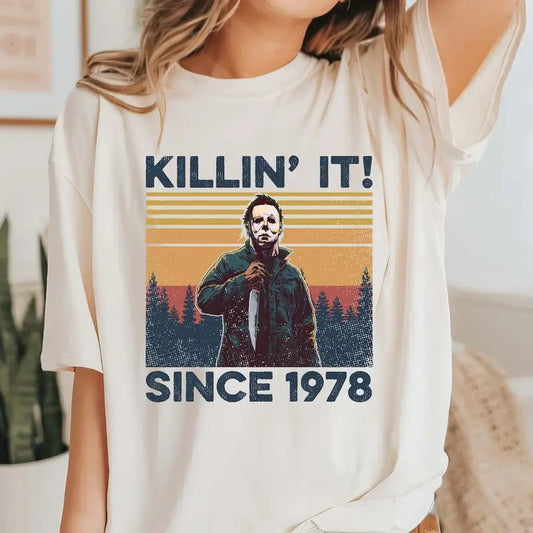 Killin It Since 1978 Shirt, Funny Michael T-shirt, Halloween Gift, Horror Character Hoodie, Funny Michael Myers Fan Shirt